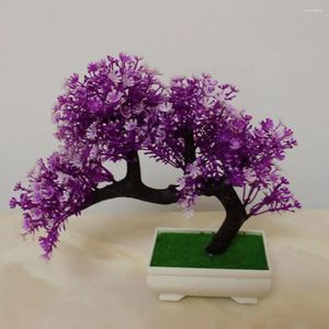 Dekorativa blommor bröllop hemfest dekor1pc krukut konstgjord växt miniträd bonsai diy trädgård