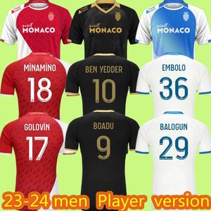 23 24 AS Monaco Home Away Ben Yedder Camisas de Futebol MINAMINO BOADU GOLOVIN 2023 2024 Maillot de Foot BALOGUN EMBOLO Flocage Homens Crianças FOFANA Camisa de Futebol AKLIOUCHE