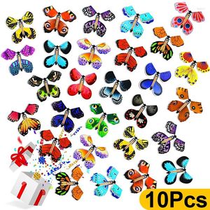 Party Favor Magic Flying Butterflies Wind Up Toy In The Sky Bookmark Greeting Cards Rubber Band Powered Kids Props Surpris Gift