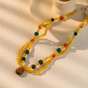 Ожерелья с подвесками, разноцветное нерегулярное ожерелье из натурального камня для женщин, простая универсальная женская цепочка на ключицы, ювелирные изделия, оптовая продажа