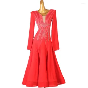 Stage Wear Big Floating Sleeves Modern Skirt Performance Competition National Standard Social Dance Dress Diamond Embedding