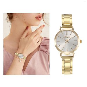 Wristwatches Ladies Simple Gold And Silver Quartz Wristwatch Women Watch Christmas Diamond Leather Band Analog Fashion Wrist Watches