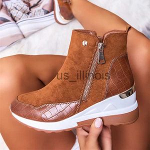 SURET BUTS Buty Buty Kobiety Sneakers plus rozmiar 43 kliny Obcasy Panie kostki buty swobodne buty bez poślizgu skórzane obuwie J231121