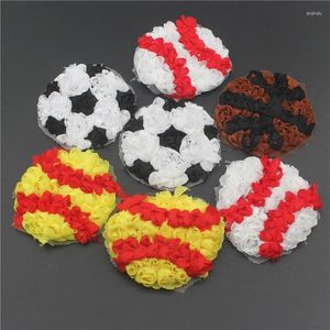 Haarschmuck 10 Stück 2,5 Zoll Chiffon Rose Sport Baseball Softball Fußball Basketball Patches für Kinder Stirnband Kleidung Nähen