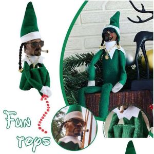 Snoop sulle decorazioni natalizie Una bambola da elfo curva Spia piegata Decorazione per la casa Regalo di anno Giocattolo Decorazione dell'albero di Natale di Natale