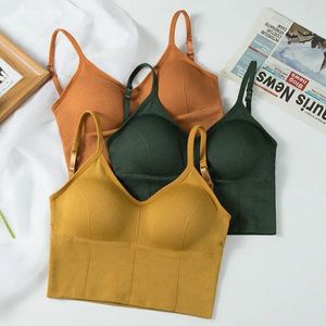 Women's Tanks APHROLA Basic Crop Top Streetwear Women Seamless Camisole Wireless Tank Padded Sleeveless Tube Sexy U-shaped Back