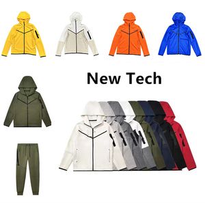 Tech hoodies yeni renkli spor giyim tam fermuarlı pantolon takıntı seti teknoloji fleeces Techfleeces spor pantolonlar erkek tasarımcı ceketler uzay pamuk adam joggers sweatshirt