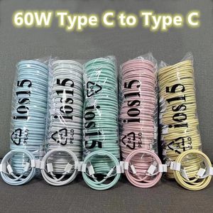 Quality Quick 60W PD Cables USB Type C Type-C Charging Data Line Macaron Color 1M Cable For Iphone 15 pro max Samsung Huawei Xiaomi Android Phones