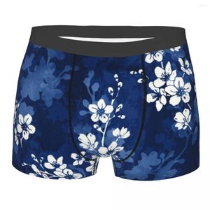 Underpants Sakura Blossom In Deep Blue Boxer Shorts Men 3D Print Male Stretch Pattern Cherry Japanese Flowers Underwear Panties Briefs