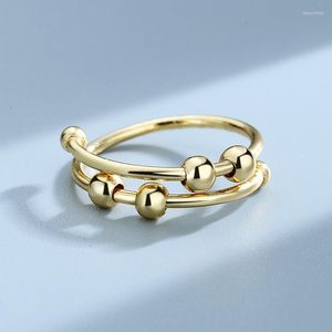 Cluster Ringe Angst Ring für Frauen Fidget Spinner Bead Single Coil Spiral frei drehbar Anti Stress Zubehör Schmuck