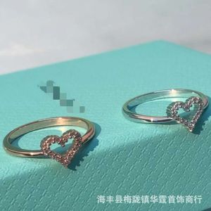 Ringe Schmuck T Hollow Heart Ring Fashion Simple Net Red Rose Gold Heart Shaped Diamond Heart Ring