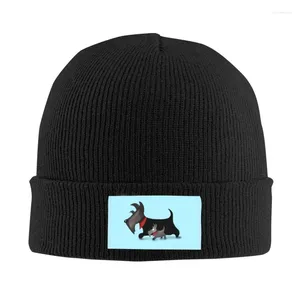 Beralar Scottie Dogs Beanie Cap Unisex Kış Sıcak Bonnet Femme Örgü Şapkalar Kayak İskoç Terrier Kafataları Beanies Erkek Kadınlar İçin Kapaklar