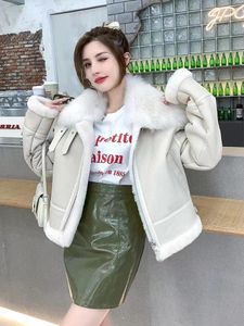 Women's Leather Gl23114 Merino Sheep Fur Shearling Jacket For Women Motor Sheepskin Coat