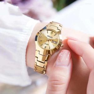 Relógios de pulso vintage mulheres relógio de quartzo luxo rosa ouro tungstênio aço inoxidável banda de cor diamante reloj orologio relógios senhoras