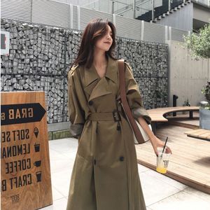 Kvinnors dikerockar Chic Fashion Women Coat Sale Spring Autumn Long Outerwear Loose Overcoat DoubleBreasted Windbreaker Lady Trend Femme 230421