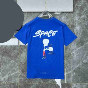 Herren-T-Shirts, modische Marke Ch, Sommer-T-Shirts, blauer Weltraum-Spaß, Cartoon-Menschen-Druck, Baumwolle, kurzärmelig, Designer-Leder-Kreuz, lässiger Stil, Straßen-Paar-T-Shirt