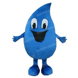 Tamanho do adulto Água Azul Drop Drop Mascot Costume Cartoon Tema Personagem Carnaval Unisex Halloween Birthday Party Fancy Outdoor Roup para homens Mulheres