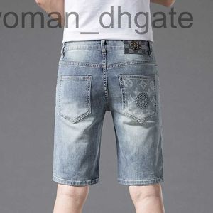 Jeans masculinos designer luz luxo denim shorts verão fino versátil magro ajuste perna reta elástica marca de moda casual capris v8sh