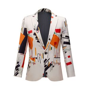 Party Show Sweat Suits For Men Blazers Mode Us Size Suit Suit Coat Orange Black Geometric Mönster Skriva ut Små frisör Dan Xis