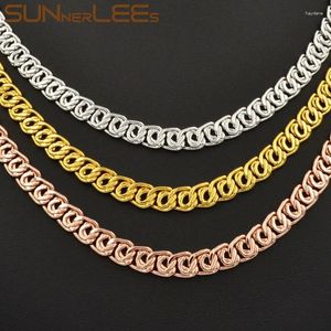 Kedjor Sunnerlees Fashion Jewelry Gold Color Necklace 7mm Snail Style Link Chain for Mens Womens Gift C49