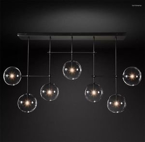 Lustres de vidro globo linear moderno retro led bola clara bronze lâmpadas pretas lâmpadas de brilho Luzes de jantar decoração