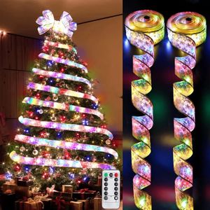 Juldekorationer band Fairy Lights Decorations Diy Bows String Tree Home Years Navigation 231121