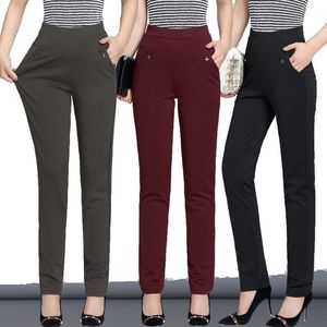 Calças femininas Capris S-6xl Autumn Winter Plus Size calça feminina Moda de cor sólida calça elástica de cintura alta magra
