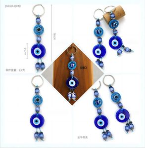 Kluczowe pierścienie l Turkish Blue Evil Eye Lucky Glass Wiselant Pierścień Oczy Oczy Światło Uchwyt klekowy Drop dostarczenie Yydhhome