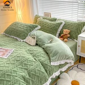 寝具セットAisirui Taff Velvet Duvet Cover for Winter Warm Soft Coral Fleece Bedding with Zipper Closure Sheetクイーン/キングサイズベッドカバー231120