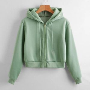 Women's Hoodies Sweatshirts Full Zip Up Long Sleeve Hooded Sweater Vest Solid Color Tank Top Korean Pullover Girls Vantage Jacket