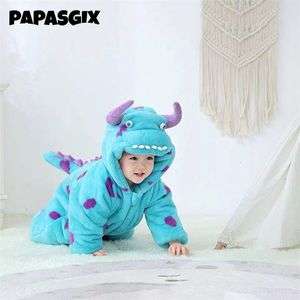 Pijamas da criança do bebê pijamas monstro net vermelho outono e inverno roupas de bebê bonito bebê animal onesie dinossauro macacão pijamas 231120