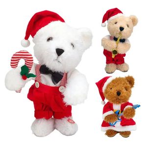 Bambole di peluche che cantano e ballano giocattoli di Natale giocattolo elettronico musicale orso gioco interattivo decorazioni per la casa regalo per bambini giocattoli per la prima educazione del bambino 231121