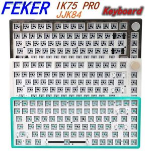 Klavyeler Feker IK75 Pro JJK84 Sıcak Takas Mekanik Klavye Anahtarı 3 veya 1 Mod BT 2.4G USB RGB Tek Aydınlatma veya LED Klavye Q231121