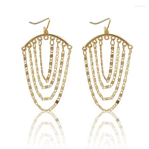 Dangle Küpe 2023 Moda Bohem Alaşım Püsküllü Kolye Altın Renk Uzun Yüksek Kale Mücevher Hediyesi Kadınlar için
