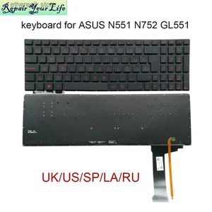 キーボードUKロシア語英語スペイン語ラテンバックライトASUS N551 N552 N751 N752 G551 GL551 US SP LA交換キーボードライトQ231121