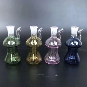 colorful 10mm female cheap gourd glass oil rig water bong mini cute Recycler Oil Bubbler pipe with 10mm glass oil bowl BJ