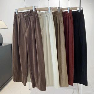 Women's Pants 2023 Koreansk version av Autumn Retro Sensen Female Shield Meat Lean Elastic High midjed Corduroy Radish Grandm