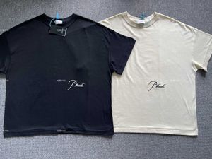 デザイナーファッション衣類 Tシャツ Tシャツ Rhude シンプルな刺繍レタールーズ半袖 Tシャツトレンディなハイストリートヒップホップ無地ファンデーショントップスストリート