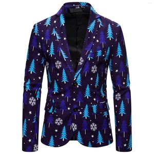 Abiti da uomo Abito da albero di Natale Cappotto Abito-top Navidad Slim Blazer con stampa 3d Casual Grafica Elegante Alla moda Terno Masculino