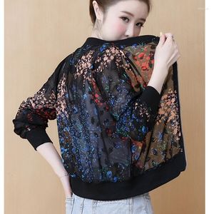 Giacche da donna Giacca in chiffon Donna Prospettiva stampata floreale Summer Hollow Out Sunscreen Short Woman Coat Slim
