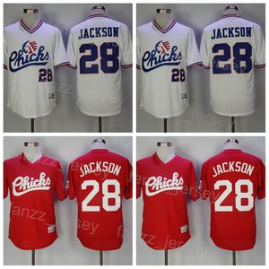 Baseball Moive 28 Bo Jackson Kooy Chicks Jersey Pullover White Red Team Color Cool Base College College Vintage Sport zszyta emeryt