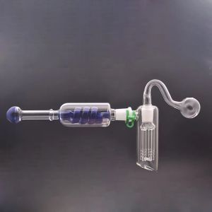 Glasolja Burner Bong 6 Arm Percolator Spiral Filter Portable Banlancer Smoking Pipes Bubbler Recycler Ice Catcher med 14mm hane 22 ll