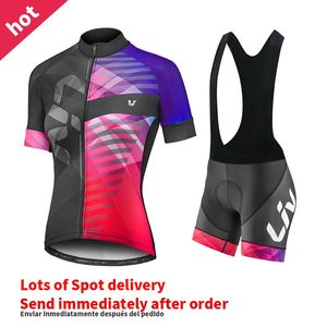 Conjuntos de camisa de ciclismo liv ciclismo shorts conjunto feminino camisa de ciclismo roupas terno liv equipe versão corrida terno roupa ciclismo feminino 231120