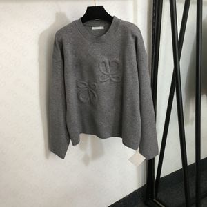 24SS FW Women Sweters Knits Designer Tops Pullover Runway Marka Projektantka Dziewczęta Top Koszulka Wysokiej klasy elastyczność Wzór literowy Koszule Blouson Blouson