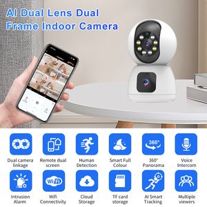 K12 IP Home Inteligentna kamera PTZ Dual soczewki Wykrywanie ruchu Control 1080p HD Rejestrator wideo Alarm Push Pętla Ochrona zabezpieczeń dla domu