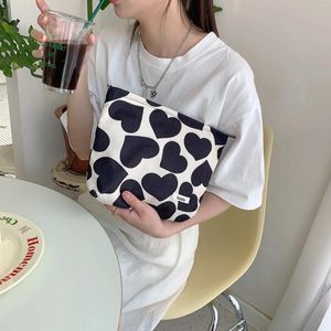 Borse per cosmetici Borsa per trucco casual a cuore Set con cerniera Velluto a coste vintage Borsa da viaggio femminile per trucco Beauty Case Pochette