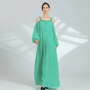 Casual Dresses Love Elegant Georgette Camisole Beach Glass Strapless Silk Woman Dress Spring Lantern Long Sleeves Maxi Women AY108