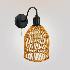 Wandleuchte Retro Industrial Rattan Art El Nachttisch Korridor Gang Schlafzimmer Licht amerikanischer japanischer Reißverschluss