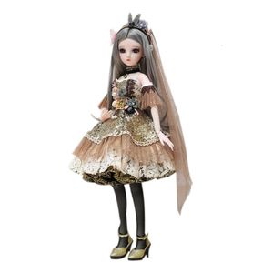 人形60cm BJDガールズドールモーブルジョイントプリンセスガールズドレス3Dアイズコンバーチブル服