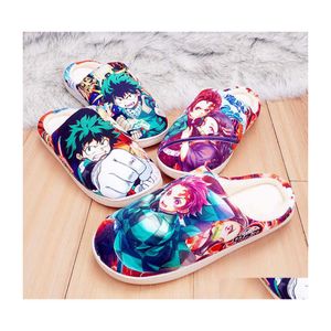 Pantoufles d'hiver pour hommes femmes enfants Demon Slayer Tanjirou Nezuko Itachi Sasuke Cosplay chaussures maison mignon intérieur chaud bottes Drop Deliver Otcyl